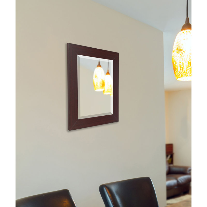 Miroir décoratif traditionnel biseauté, Acajou foncé, H 37,5 po x l 33,5 po