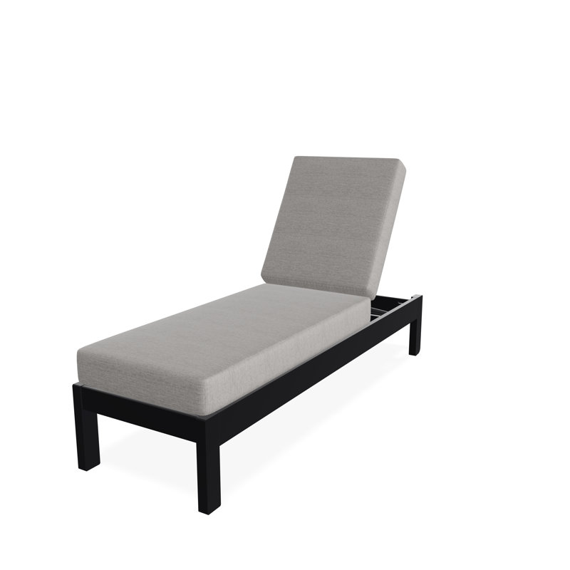 Chaise longue sans accoudoirs en polyester à 3 positions Leeward, Toile granit Sunbrella®, Noir