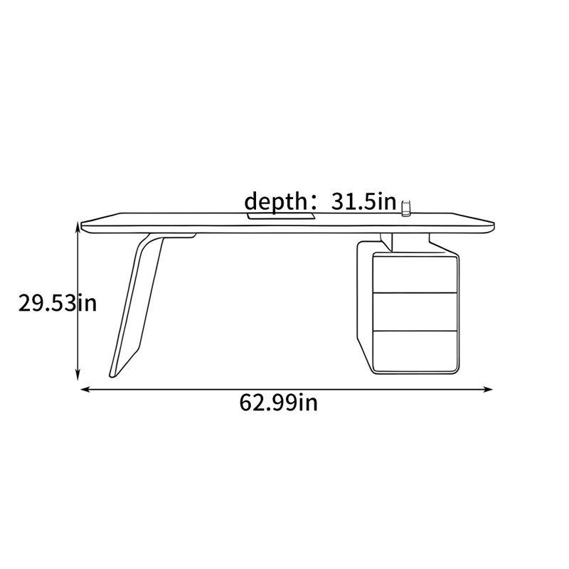 Bureau d'ordinateur moderne et luxueux, H 29,53 po x l 62,99 po x P 31,5 po