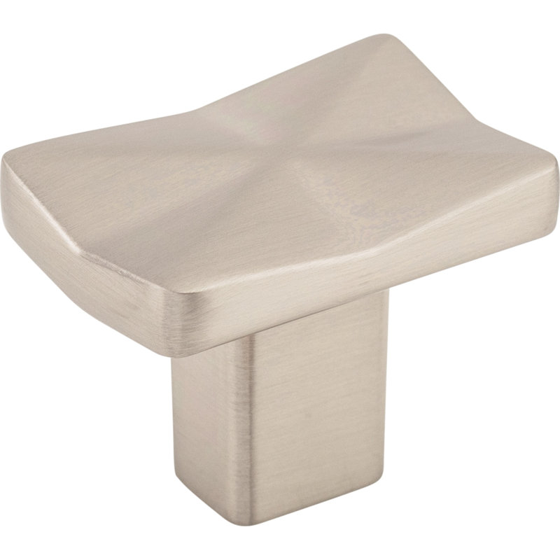 Quilted 1 1/4" Length Rectangle Knob, Brushed Satin Nickel
