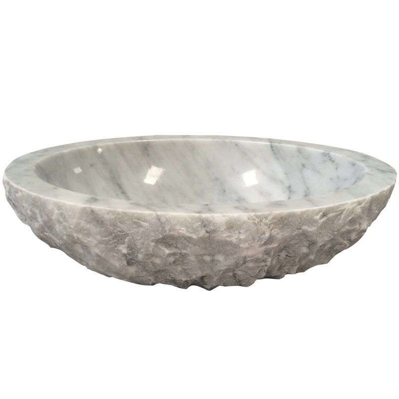 Barclay Bonette 14'' Stone Oval Bathroom Sink, Polished Carrara Marble