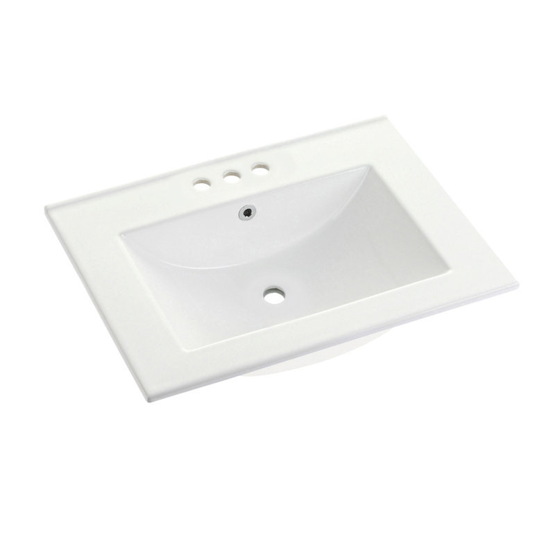 Kingston Brass Ultra Modern 24-Inch Ceramic Vanity Sink Top (4" Faucet Drillings)