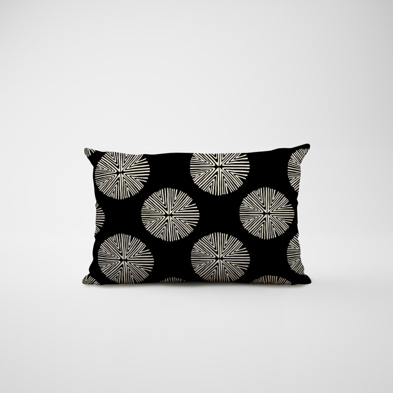 Polyester Lumbar Rectangular Indoor/Outdoor Pillow Cover & Insert, Black