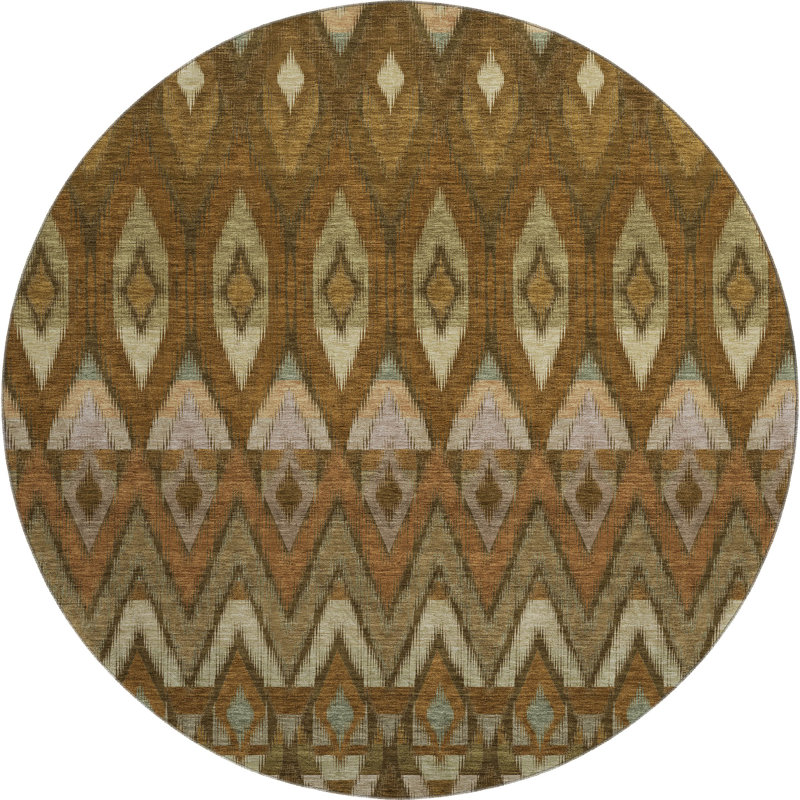 Tapis brun Cerrito lavable à la machine de qualité supérieure, Rond 8 pi