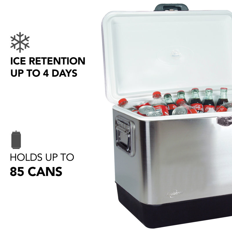 Stainless Steel and Black 51L Ice Chest Cooler with Bottle Opener