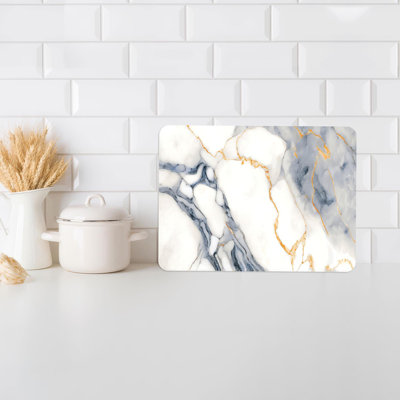 White Marble Pattern Tempered Glass Serving Board with Modern Design for Stylish Kitchen Décor and Functional Food Preparation on Glass