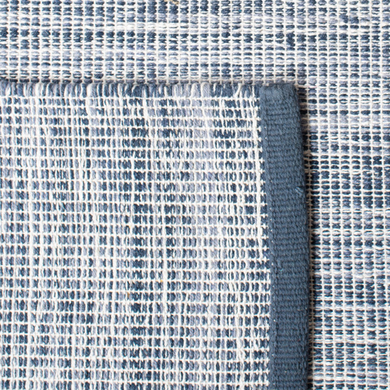 Dunlap Flat Weave Cotton Navy/Blue Modern Rug, Rectangle 3' x 5'