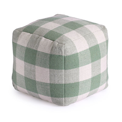 Guinda 20" Wide Square Checkered Pouf Ottoman by Union Rustic