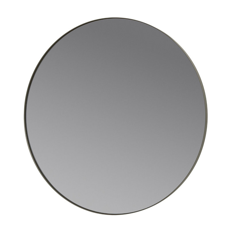 31'' Smoke Tinted Round Accent Mirror with White Steel Rim