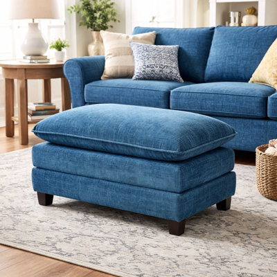 Repose-pieds rembourré en chenille avec coussin en mousse compressée Geneveve Chenille
