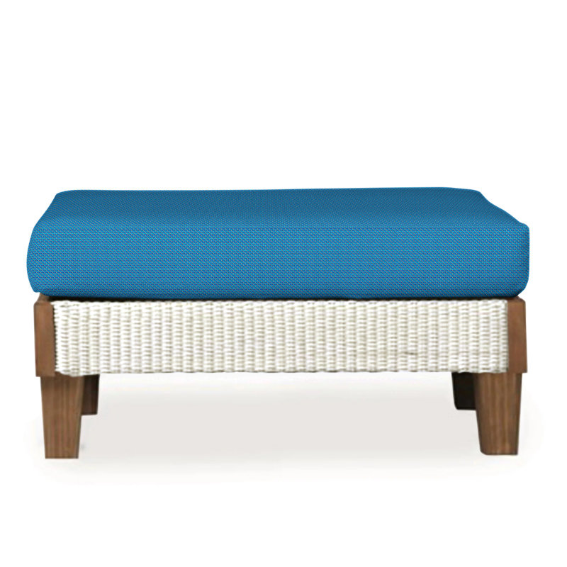 Catalina Outdoor Ottoman, Consider Indigo, Antique White