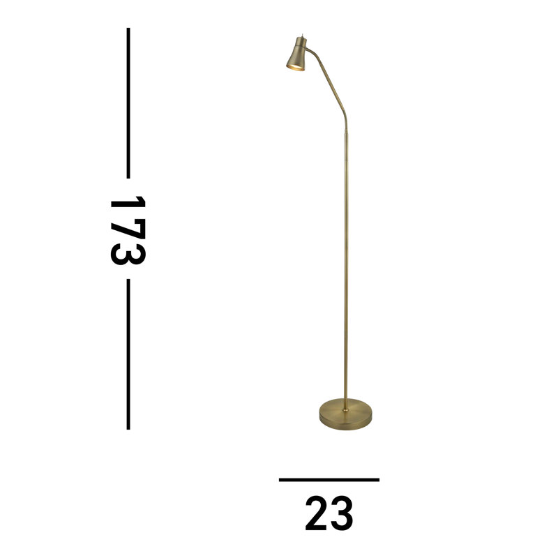 Aldobrando 167cm Arched Floor Lamp, Antique Brass