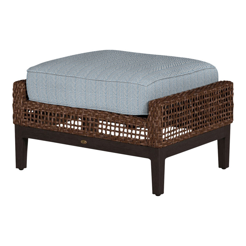 Repose-pieds d'extérieur tissé en osier Peninsule, Welt + bourre standard, Acajou / châtaignier, Perigold Posh Snow