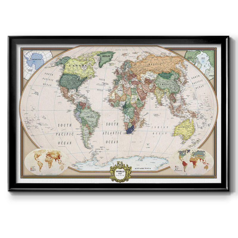 «Push Pin Map», reproduction d'art sur toile, H 26 po x l 40 po x P 1 po, Noir