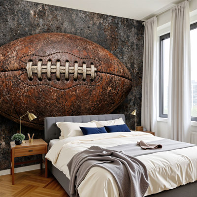 Peel and Stick Wallpaper Vintage Worn Leather American Football Rustic Surface Wall Murals 100"H x 144"W Removable PVC Wall Paper Self-Adhesive Wall Decor for Bedroom Living Room Home Office