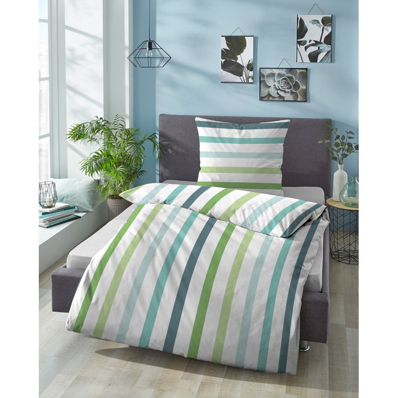 Striped Duvet Cover Set, Single - 1 Pillowcase (80 x 80 cm)