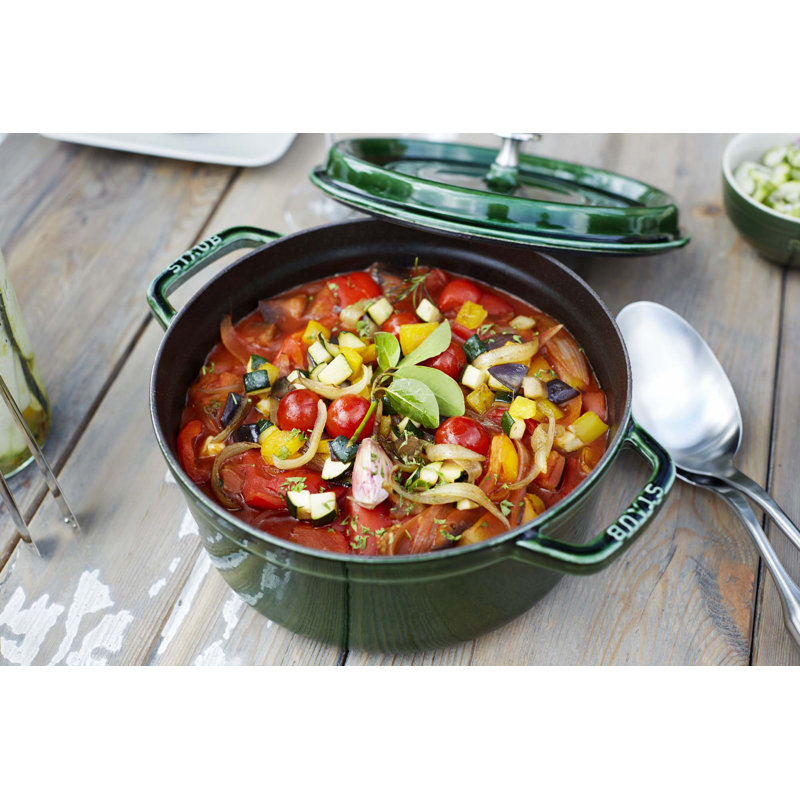 La Cocotte Cast Iron Round Cocotte, 7 quarts, Basil