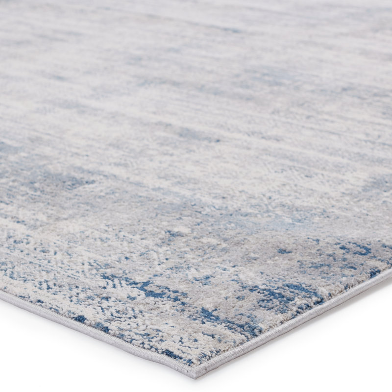 Tapis abstrait gris / bleu marine, Tapis de couloir 3 pi x 8 pi