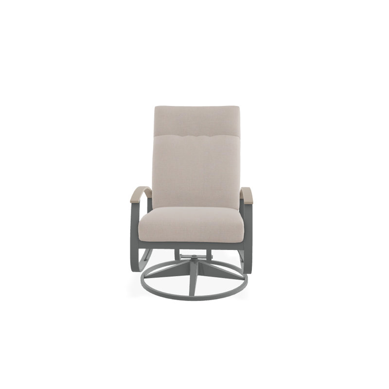Chaise de patio pivotante avec coussins Askar, Noir 5A, Désert P60, Graphite texturé
