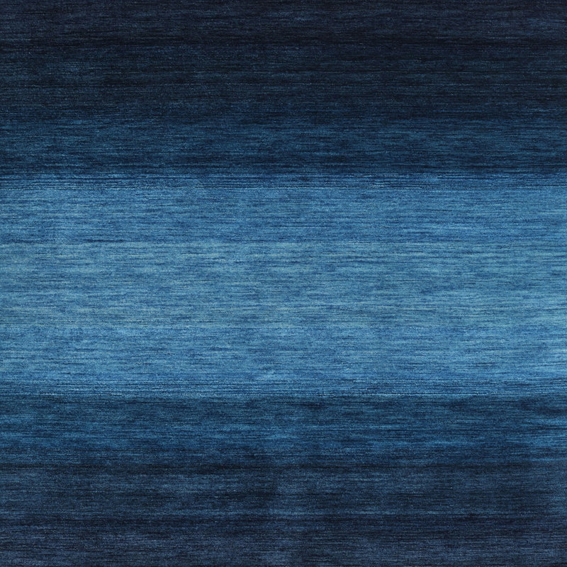 Tapis noir/bleu zone contemporaine Cahuilla, Carré 5 pi