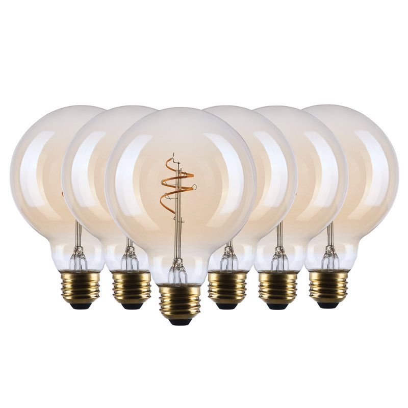 Filament ambré en verre transparent 5,5 W à culot moyen 5,5 watts G30 à DEL, 2 000 ampoules à intensité variable, 120 V