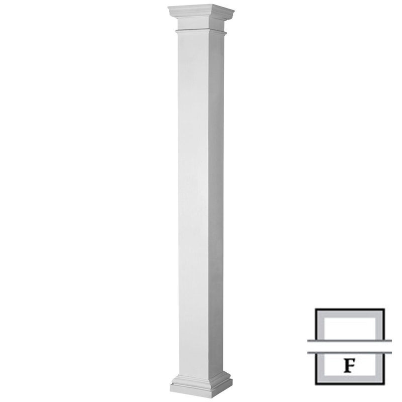 Colonne de la série Endura-Stone Pro, tige carrée non effilée et base toscane, plan type F - divisé en deux