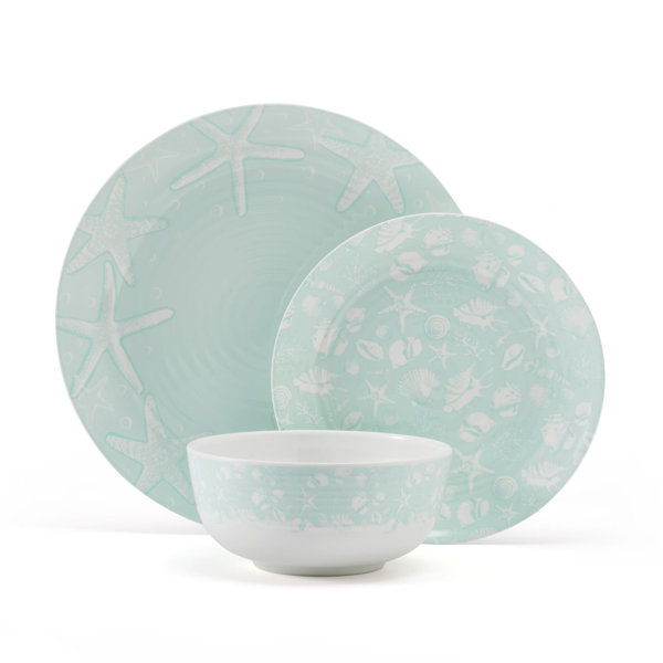 Pfaltzgraff Venice Storage Bowls, 6 inch, Teal and White