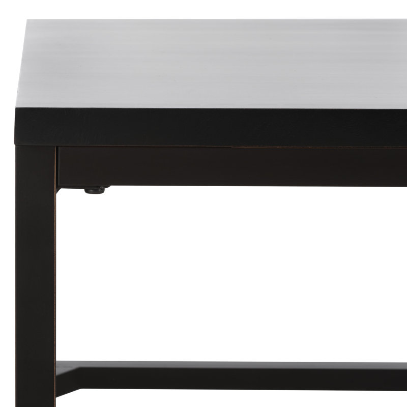 Distressed Black Pine Wood Rectangular Coffee Table