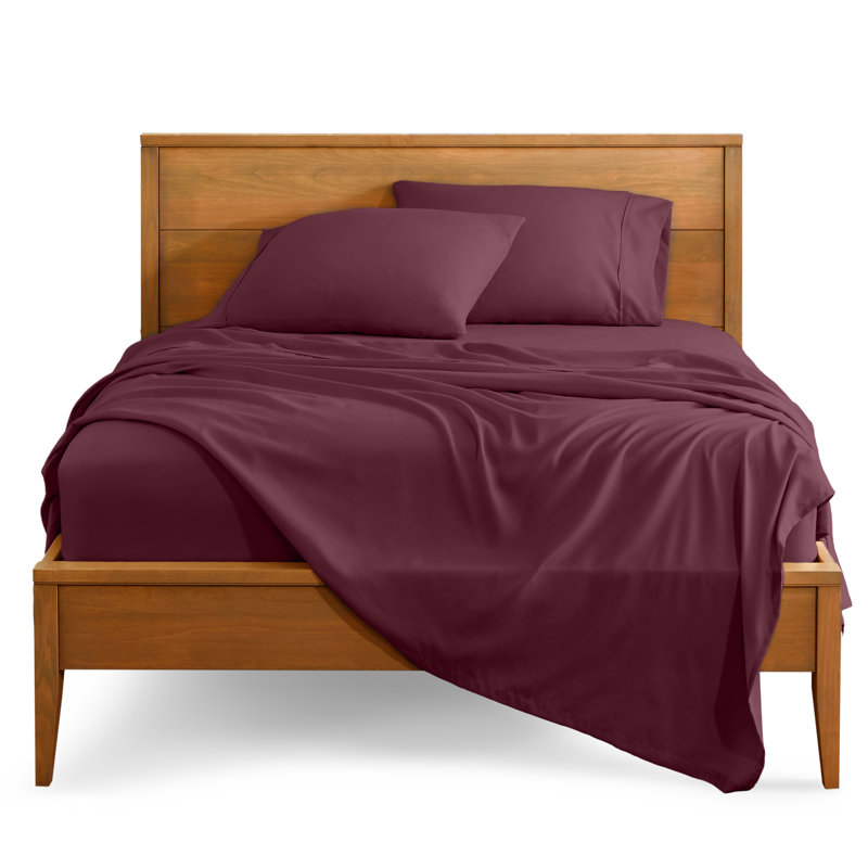 Bare Home Ultra-Soft Microfiber Sheet Set, King Sheet Set + 1 Fitted Sheet + 2 Pillowcases, Burgundy