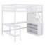 Lit mezzanine avec bureau intégré en forme de L et tablettes de rangement à trois niveaux, et escalier de rangement attaché-959209660