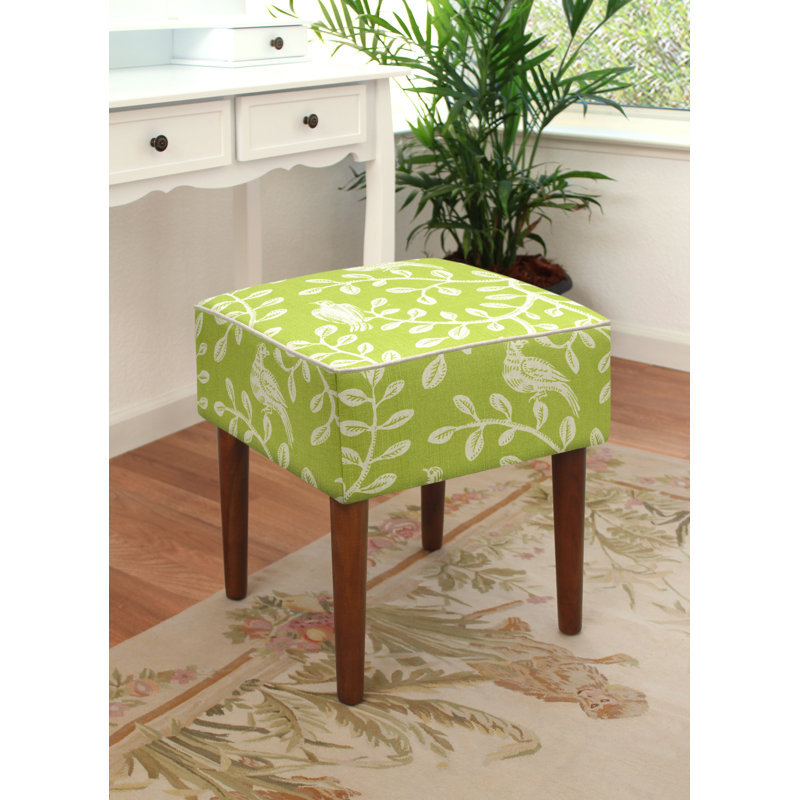 Tabouret d'appoint moderne en lin Leiva Birds and Vines, Vert chartreuse