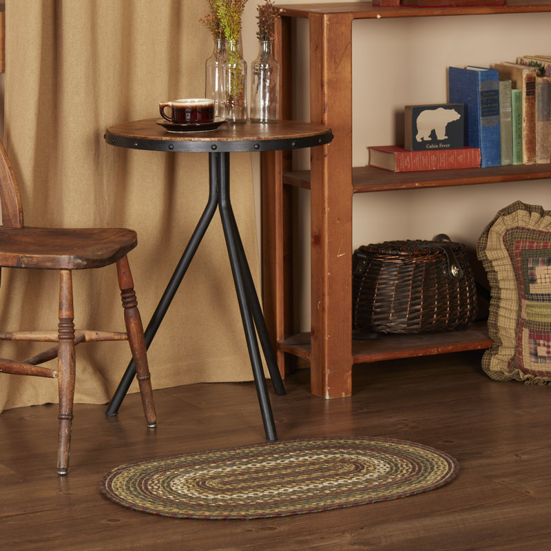 Tapis ovale brun / vert / cramoisi à motif géométrique tressé Amadeusz, Ovale 1 pi 8 po x 2 pi 6 po