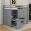 Lit mezzanine double avec garde-robe, bureau et tablettes-379115742