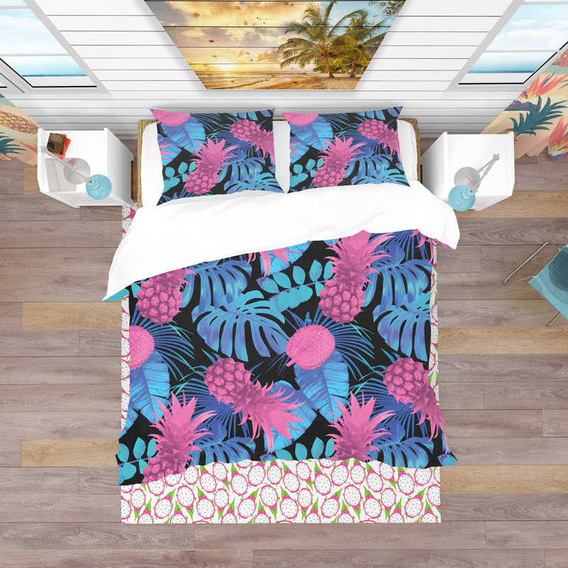 Ensemble de housse de couette tropical, Housse de couette très grand + 2 taies décoratives