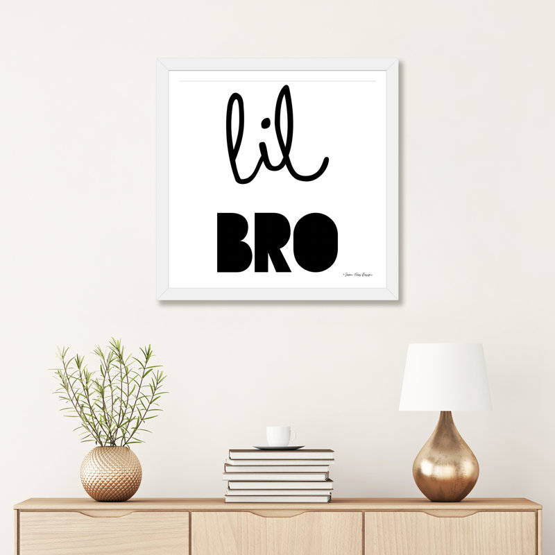 Lil Bro - reproduction d'art textuel, Blanc, H 24 po x l 24 po x p 1 po, Papier encadré blanc