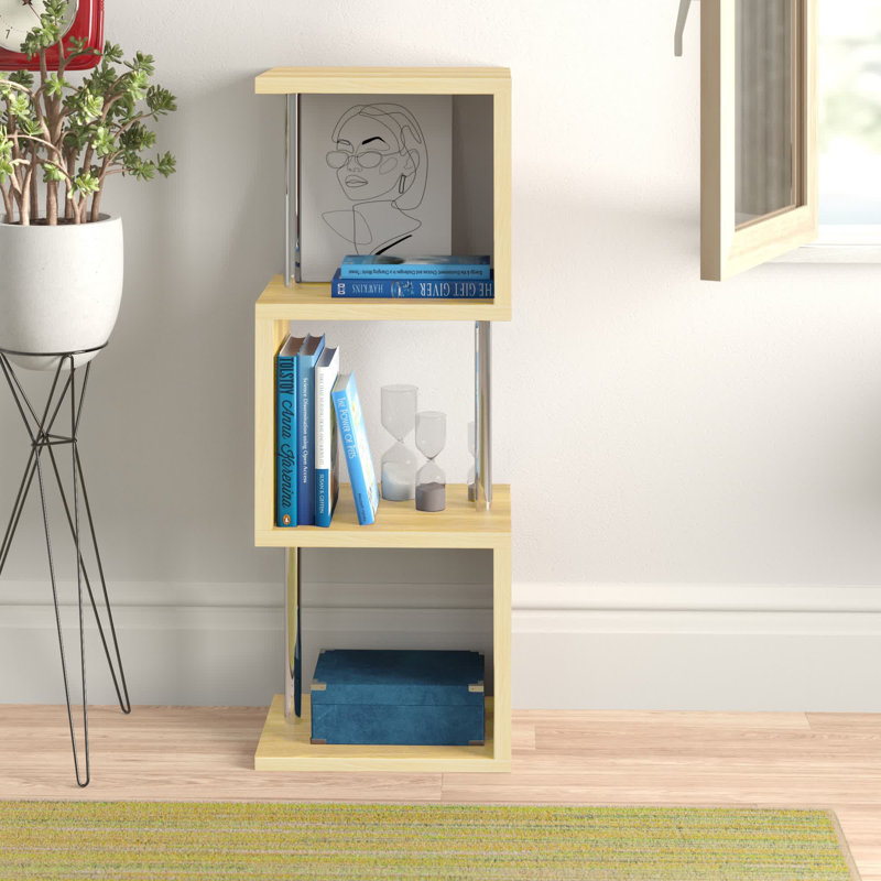 Amaker Geometric Bookcase, Oak