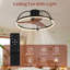Ventilateur de plafond moderne et discret de 61 cm (24 pouces), montage encastré, avec éclairage, pales en bois massif, anneau noir et DEL 3CCT à intensité variable avec télécommande, idéal pour les petites pièces comme les chambres et les cuisines.