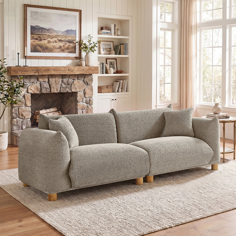 Atis 88.9in Upholstered Sofa, Camel Boucle
