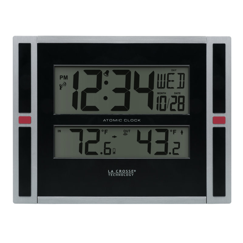 Modern & Contemporary Digital Atomic Tabletop Clock with Alarm in Black