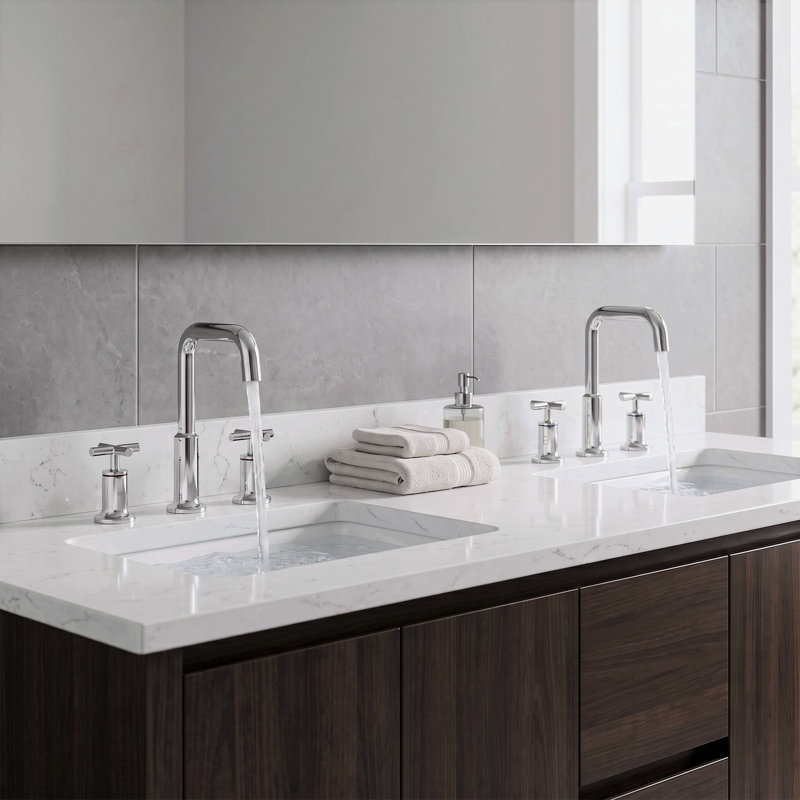 Robinet de lavabo de salle de bain espacé en laiton massif 8 "à deux poignées Primast, Chrome