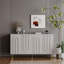 Armoires | Buffet moderne 4 portes gris ardoise avec tablettes réglables, pieds en métal stables, pour la cuisine d'entrée de salle à manger | Panneau de fibres à densité moyenne | Salon