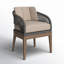 Hareton Patio Dining Armchair in Eucalyptus Wood with Gray Rope and Taupe Olefin Cushions