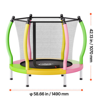 Trampoline pour enfants, mini trampoline pour tout-petits, jouets de jeu d'intérieur et d'extérieur d'une capacité de 132 lb avec filet d'enclos et panier de basketball, facile à assembler, jouets de Noël, cadeaux d'anniversaire pour filles, garçons