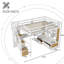 Lit mezzanine double en bois avec bureau et tablettes-380925281