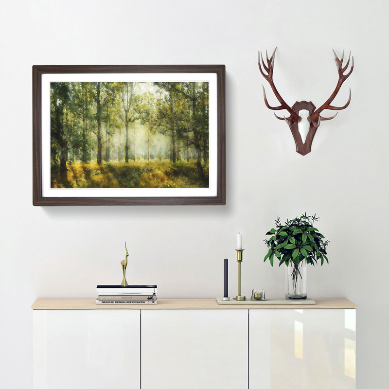 View of the Forest in the Spring - Picture Frame Painting Print, Walnut Framed, 24cm H x 33cm W x 2cm D