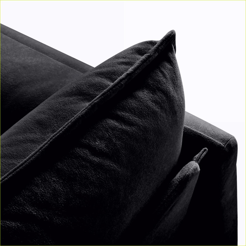 Canapés modulaires, canapé-lit modulaire à siège profond surdimensionné pour salon, 3 repose-pieds et amp; Coussins | Noir | Chenille