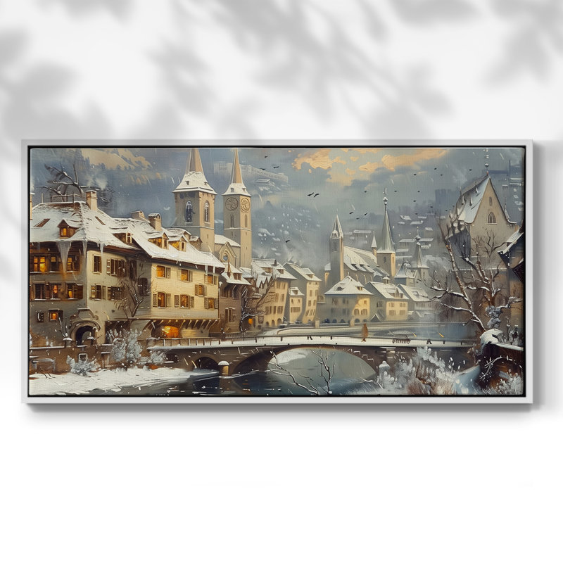 Série paysage - CCXIX - Toile tendue avec châssis encadré - Prêt à être accroché, H 21 po x l 41 po, Blanc