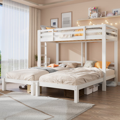 Solid Pine Triple Bunk Bed - Space-saving 3-tier Design