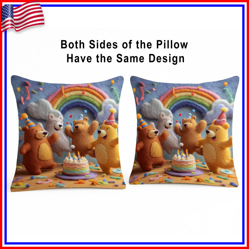 Coussins décoratifs Felt Bear Party Scene, 18 po x 18 po