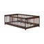 Structure de lit simple avec clôture sans porte, structure en bois d'hévéa avec barrière de sécurité-1186545573